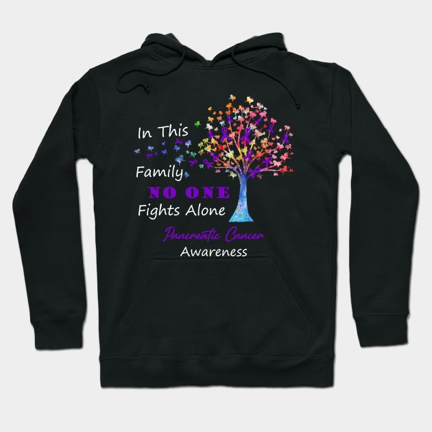 Pancreatic Cancer Awareness No One Fights Alone, Tree Ribbon Awareness Hoodie by DAN LE